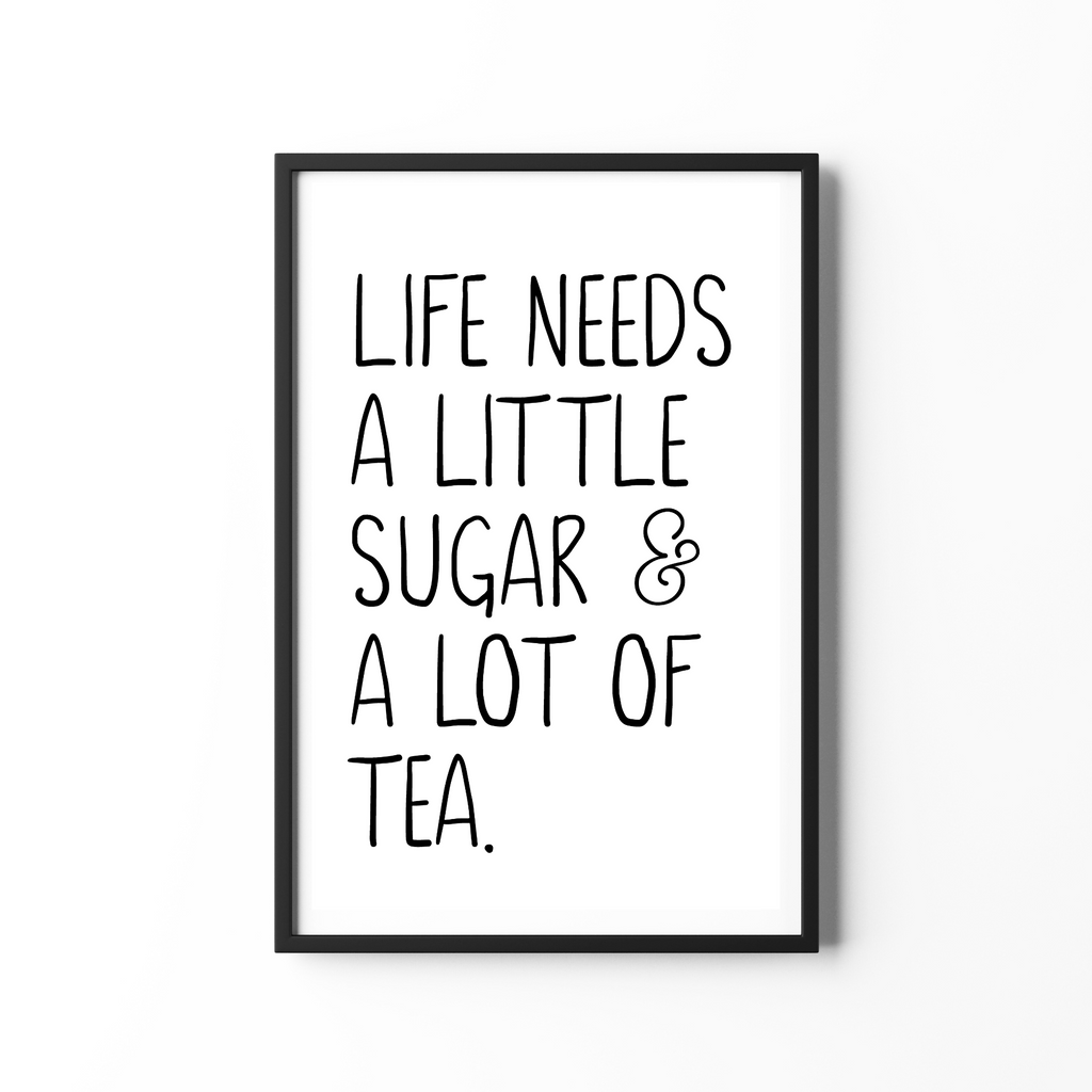 Tea quote print in black frame