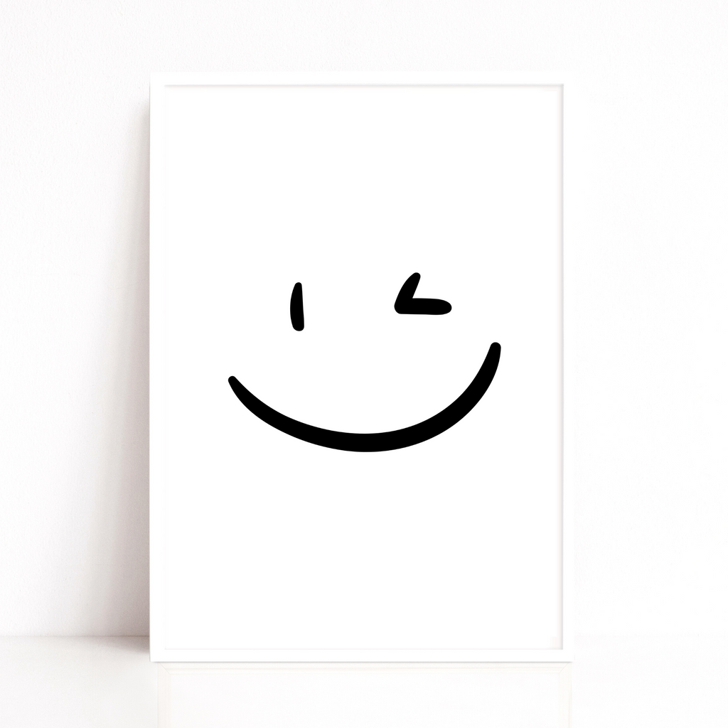 winking face doodle print